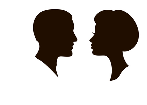 man and woman faces vector profiles